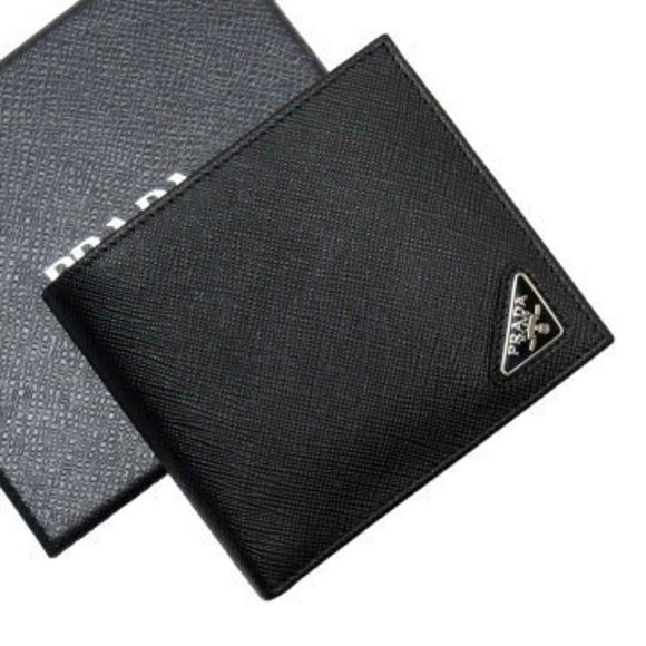 Prada Wallet triangle black Saffiano leather - Picture 1 of 3